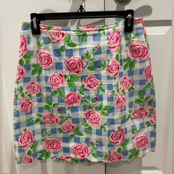 Lilly Pulitzer Dresses & Skirts - Vintage Lilly Pulitzer Skirt Checkered Rose Print